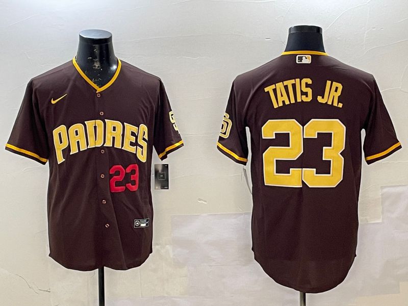 Men San Diego Padres 23 Tatis jr Brown Game 2025 Nike MLB Jersey style 2